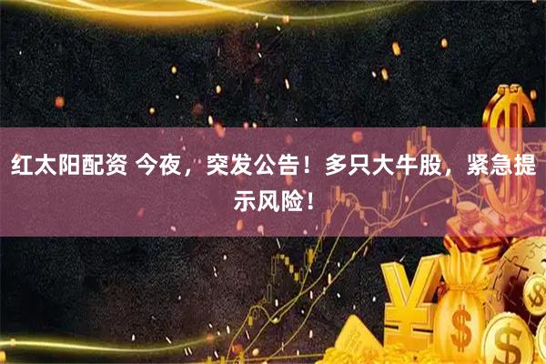 红太阳配资 今夜，突发公告！多只大牛股，紧急提示风险！