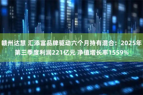 赣州达慧 汇添富品牌驱动六个月持有混合：2025年第三季度利润221亿元 净值增长率1559%