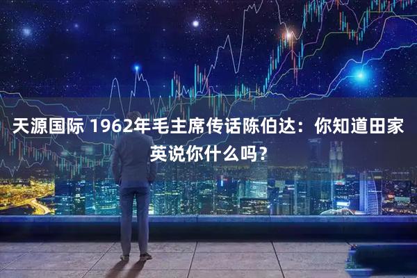 天源国际 1962年毛主席传话陈伯达：你知道田家英说你什么吗？